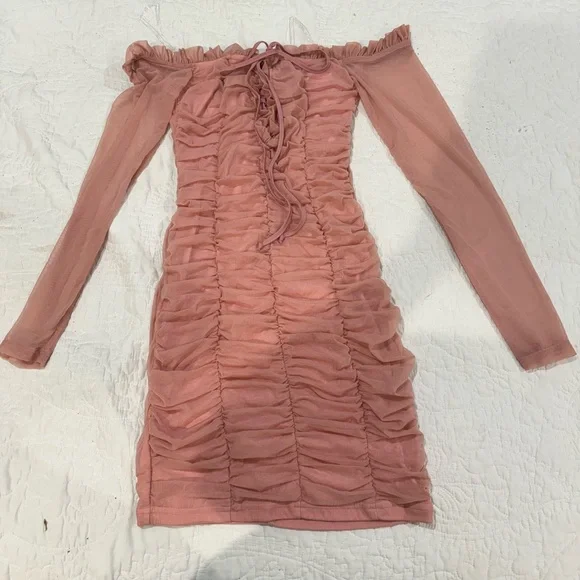 open lace back dress Lucy in the Sky Remi Ruched Bodycon Dress, Pink, S : Amazon.co.uk: Fashion